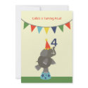 Elephant & Flags Boy's Birthday Party Invite invitation