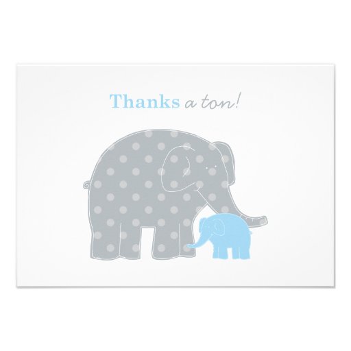 Elephant Flat Thank You Note Card | Blue and Gray
