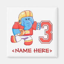 Elephant Football 3rd Birthday Magnets