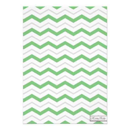 Elephant Green Gray Chevron Baby Shower Invitation
