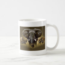 Elephant Herd Charging Coffee Mugs