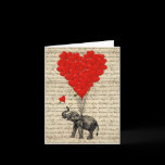Elephant holding heart shaped balloons greeting card