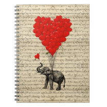 Elephant holding heart shaped balloons notebooks