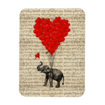 Elephant holding heart shaped balloons magnet
