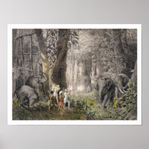 Elephant hunt in the region of Logalla, from 'Trav Print