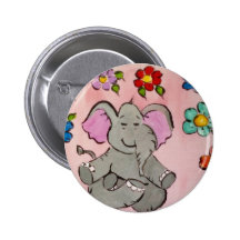 Elephant in meditation button