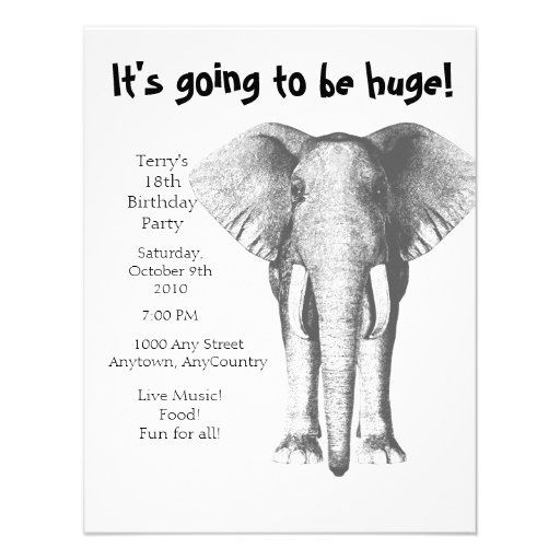 Elephant--It's going to be huge- Birthday Personalized Announcement