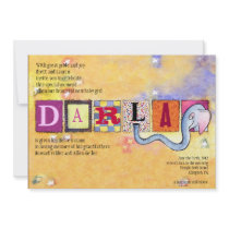 Elephant Jewish Baby Naming Invitation hebrew girl