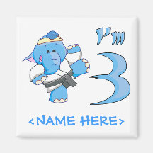 Elephant Karate 3rd Birthday Fridge Magnets