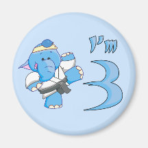 Elephant Karate 3rd Birthday Magnets