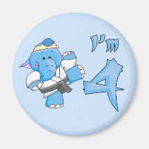 Elephant Karate 4th Birthday Refrigerator Magnet