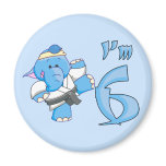 Elephant Karate 6th Birthday Magnets
