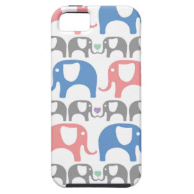 Elephant Love Soft Pastel Pattern with hearts iPhone 5 Case