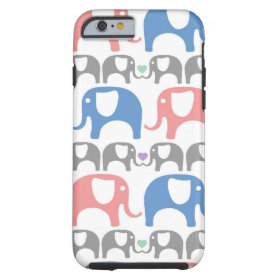 Elephant Love Soft Pastel Pattern with hearts iPhone 6 Case