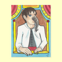 Elephant Man Circus Side Show Freak art postcard postcards