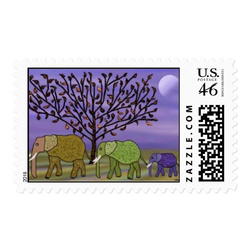 Elephant Moon Postage Stamp