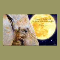Elephant, Moon & Wisdom Quote Motivational Poster posters