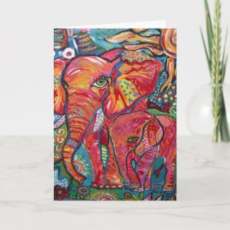 Elephant Mother & Child card