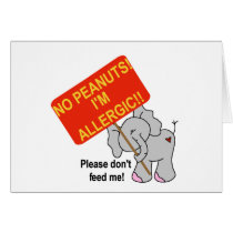 Elephant No Peanuts Greeting Cards