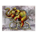 Elephant on a bicyle post cards