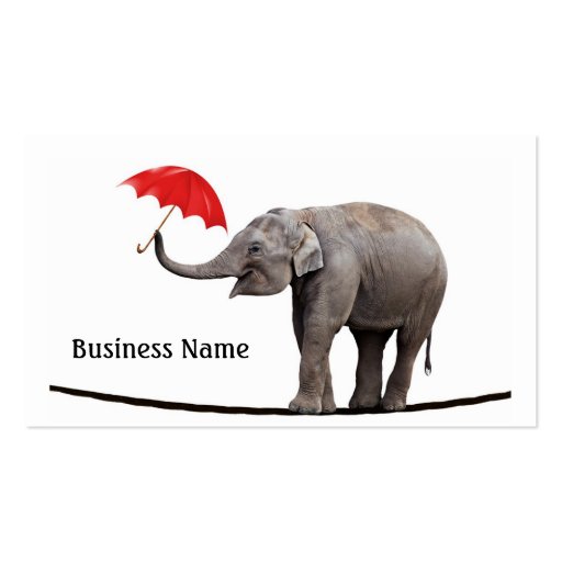 Elephant on a tightrope business card template (front side)
