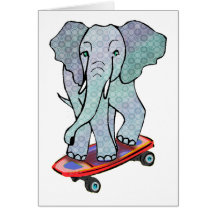 Elephant on Skateboard Cards