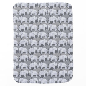 Elephant Pattern Baby Blanket - Grey