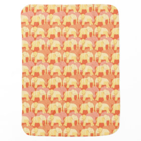 Elephant Pattern Baby Blanket - Orange