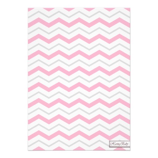 Elephant Pink Gray Chevron Baby Shower Invitations