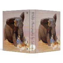 Elephant playing with water 3 ring binder