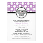 Elephant Purple Polka Dot Baby Shower Invitations