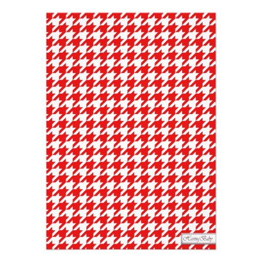 Elephant Red & White Houndstooth Baby Shower Personalized Invite