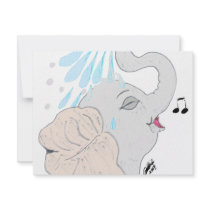 Elephant Shower Blank Invitation by pharrisart Elephant Shower Blank Invitation