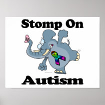 Elephant Stomp On Autism Awareness Design Posters