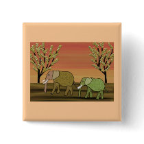 Elephant Sunset buttons by Coconutzoo Elephant Sunset buttons
