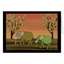 Elephant Sunset Cards