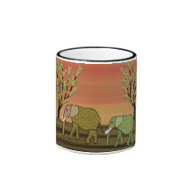 Elephant Sunset Coffee Mugs