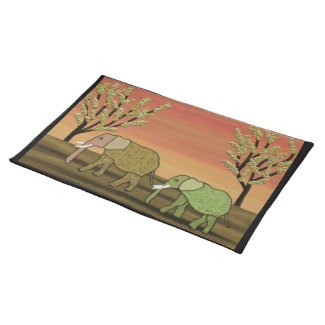 Elephant Sunset Custom Placemats