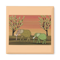 Elephant Sunset Magnet