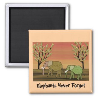 Elephant Sunset Magnet