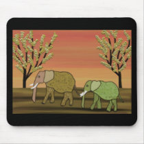 Elephant Sunset mousepads by Coconutzoo Elephant Sunset mousepads