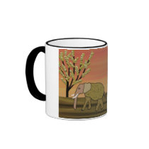 Elephant Sunset Coffee Mugs