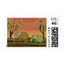 Elephant Sunset postage by Coconutzoo Elephant Sunset postage