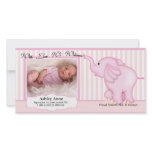 Elephant Sweet Baby Girl Birth Personalized Photo Card