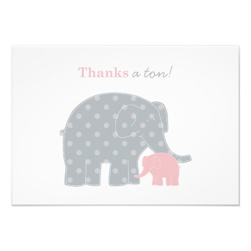 Elephant Thank You Flat Note Cards | Pink and Gray