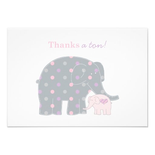 Elephant Thank You Flat Note Cards | Pink Purple