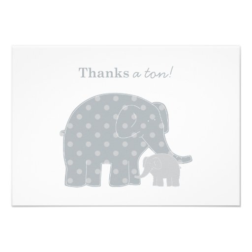 Elephant Thank You Flat Notes | Silver and Gray Custom Announcements (front side)
