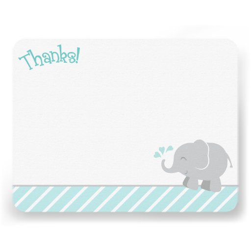 Elephant Thank You Note Cards | Aqua and Gray