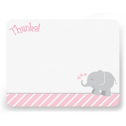 Elephant Thank You Note Cards | Pink and Gray