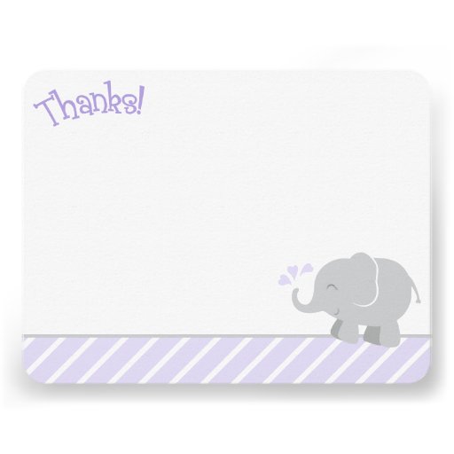 Elephant Thank You Note Cards | Purple and Gray